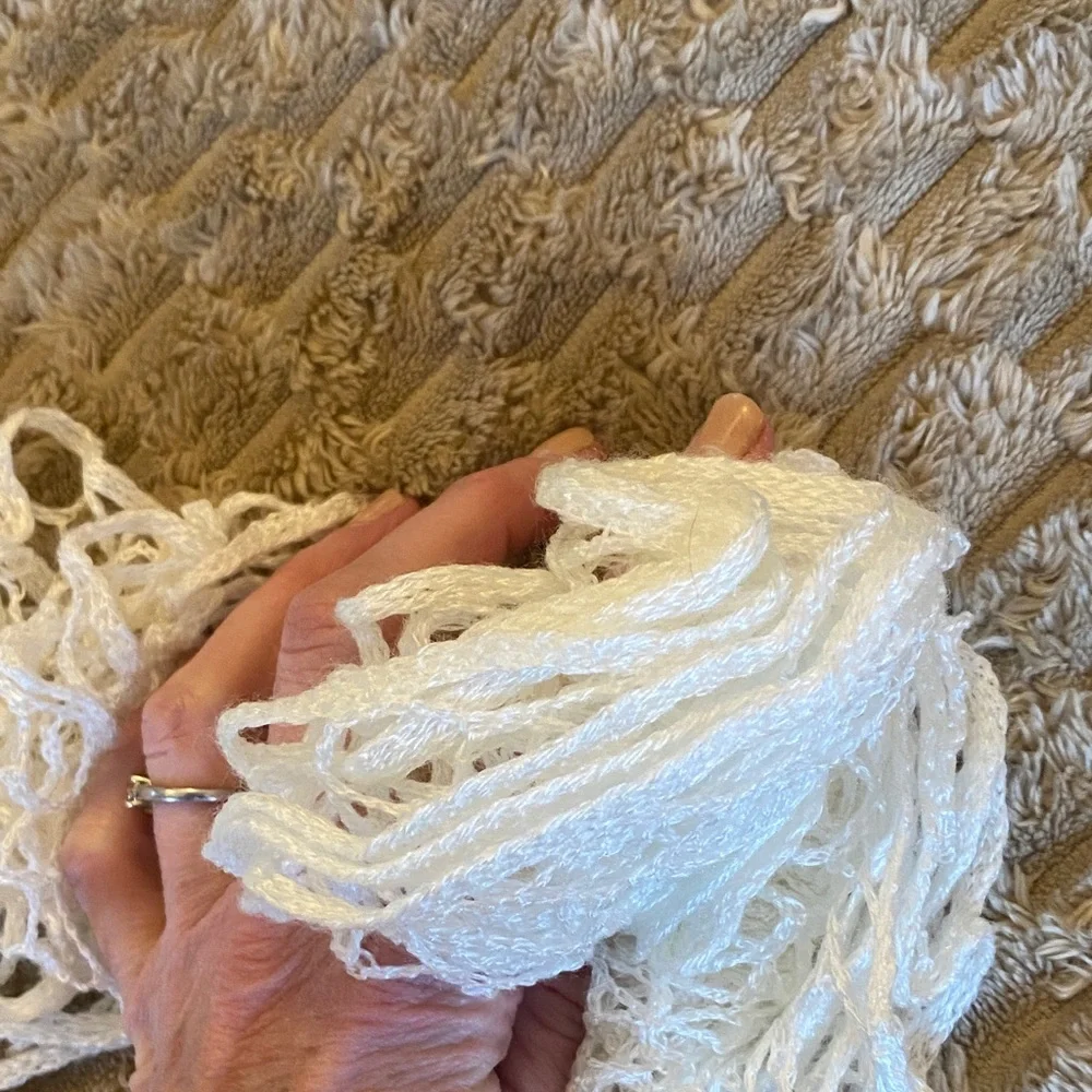 White Ruffle Stretch Scarf - Picture 4 of 4